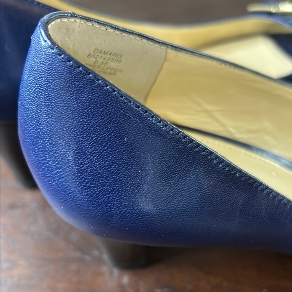 Ralph Lauren Blue Peep-Toe Heels with Buckle Sz8.5 - Picture 11 of 11